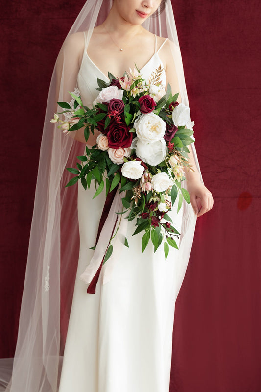 Medium Cascade Bridal Bouquet in Romantic Marsala