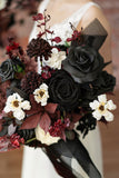 Medium Free-Form Bridal Bouquet in Moody Burgundy & Black