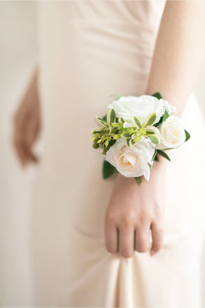 Wrist Corsages in Ivory & Cream