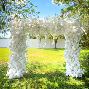 Flower Arch Artificial 5D White Roses Fabric Backing Wedding Arch